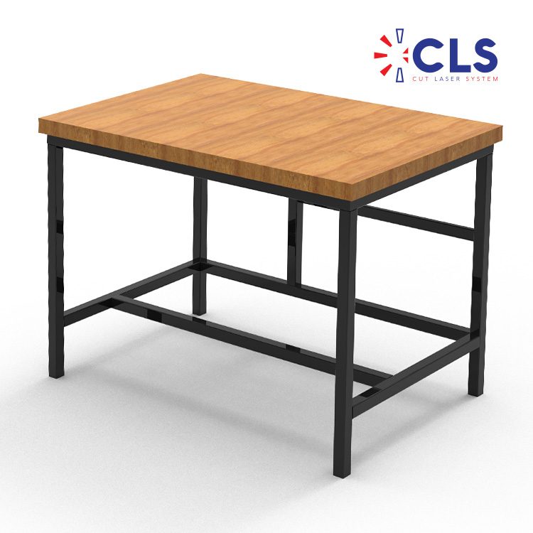 Custom welded metal and wood table, reference CLS-2534