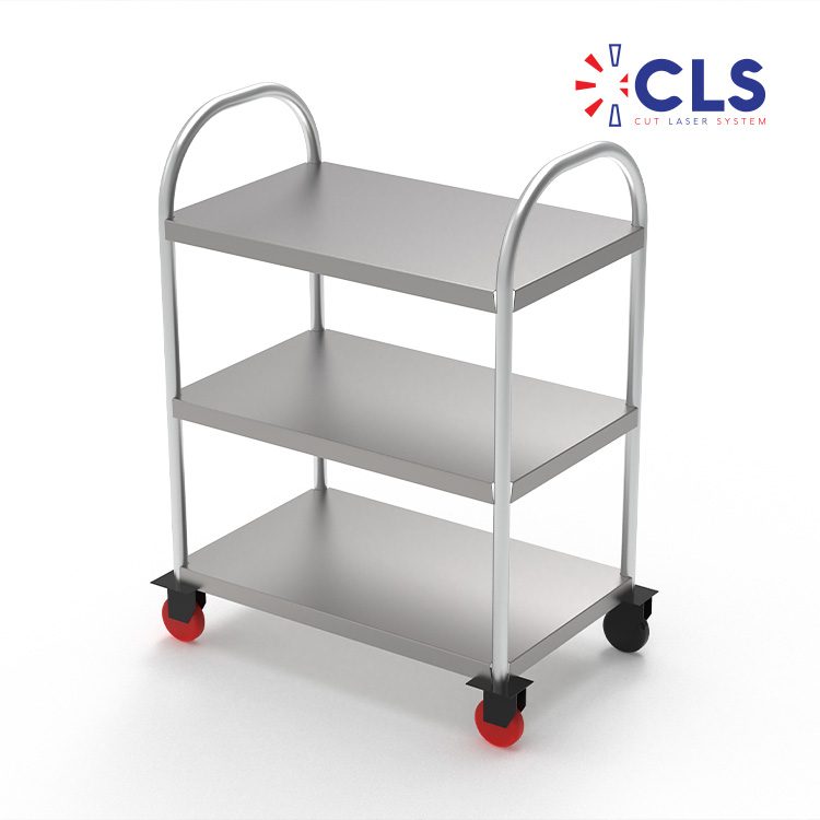 Welded stainless steel workshop transport trolley, reference CLS-2528