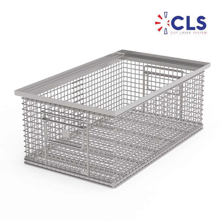 Stainless steel ultrasonic washing basket manufactured by Cut Laser System